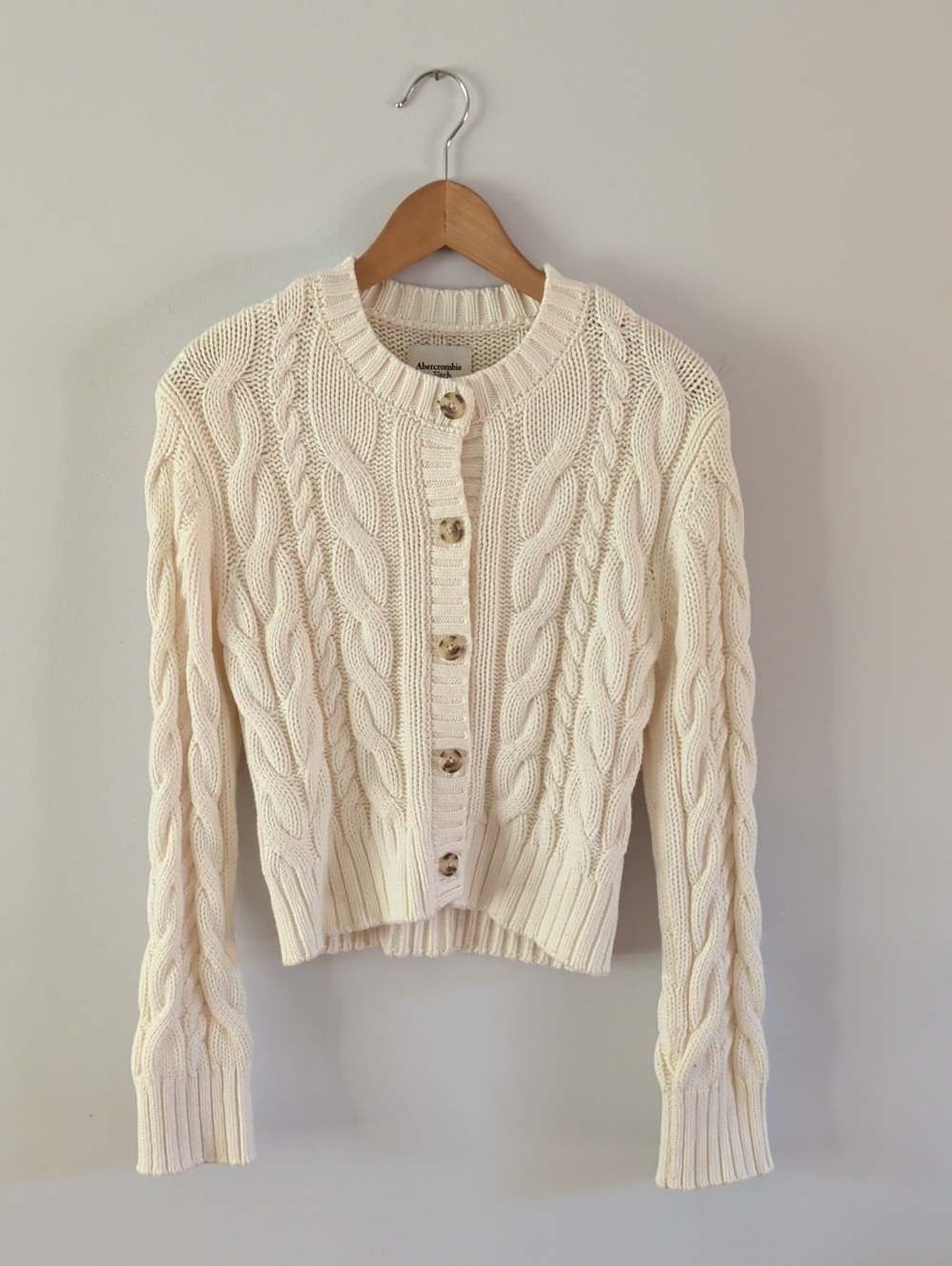 Abercrombie & Fitch Cream Cable-Knit Cardigan NWT